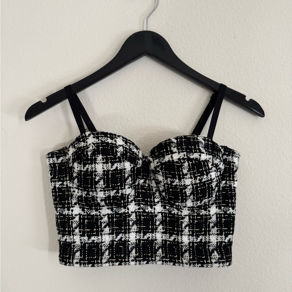 Windsor Plaid Black and White Women's Top